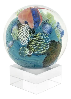 John Simpson "Planet" Art Glass Paperweight, 2018