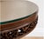 Brown Vintage Chinese Hand-Carved Round Pedestal Dining Table With Beveled Glass Top For Sale - Image 8 of 10