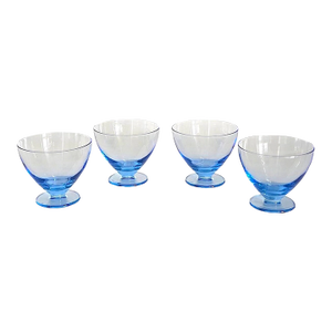 Vintage Periwinkle Crystal Footed Bowls/Dessert Coupes, Set of 4