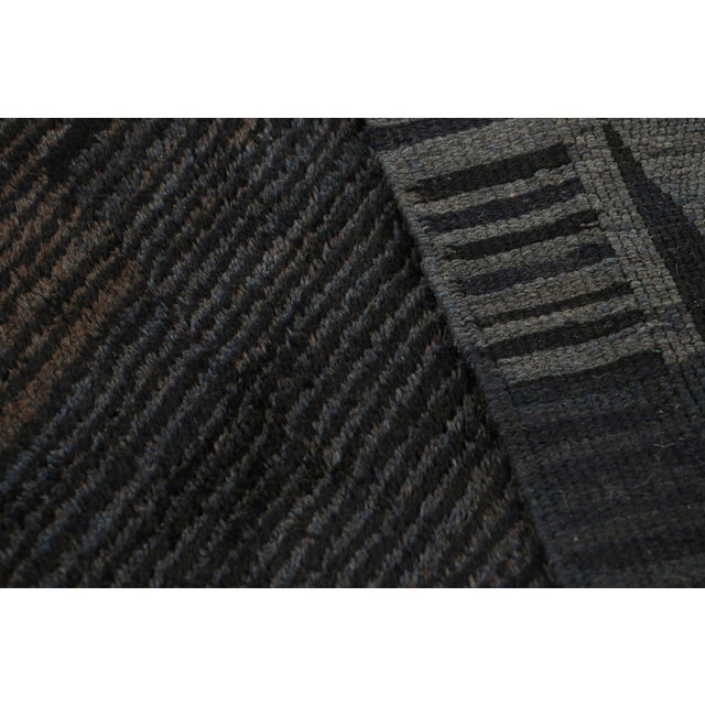 Textile Rug & Kilim’s Moroccan Rug in Grisaille Blue, Gray and Black Stripes For Sale - Image 7 of 7