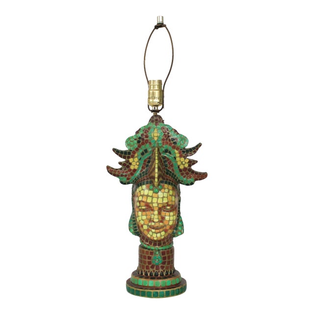 Vintage Tribal Figural Table Lamp For Sale