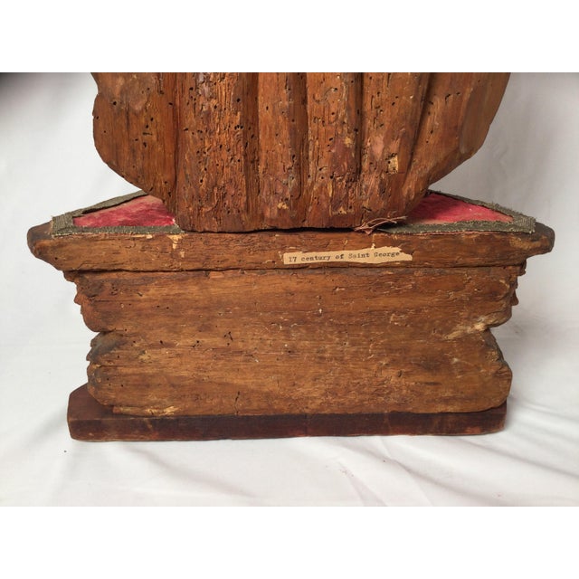Exceptional 17th Century Carved Wooden Statue of Saint Micheal For Sale - Image 4 of 16