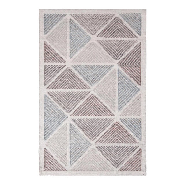 Rug & Kilim’s Scandinavian Gray Brown & Blue Polyester Outdoor Rug - 12'x16' For Sale