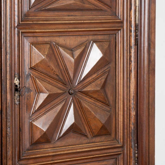 Brown Early 19th Century French Single Door Carved Walnut Armoire Cabinet For Sale - Image 8 of 16