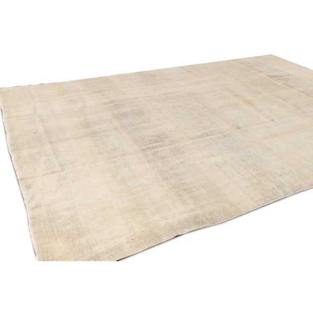 Ivory 20th Century Vintage Persian Overdyed Ivory Wool Rug For Sale - Image 8 of 11