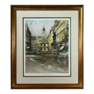 Robert Kasimir Vienna Scene Ii C. 1970 Original Print For Sale