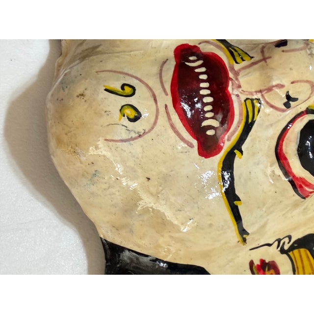 Textile Vintage Nepalese Newar Hand-Painted Papier-Mâché Mask, Kathmandu Valley Style For Sale - Image 7 of 10