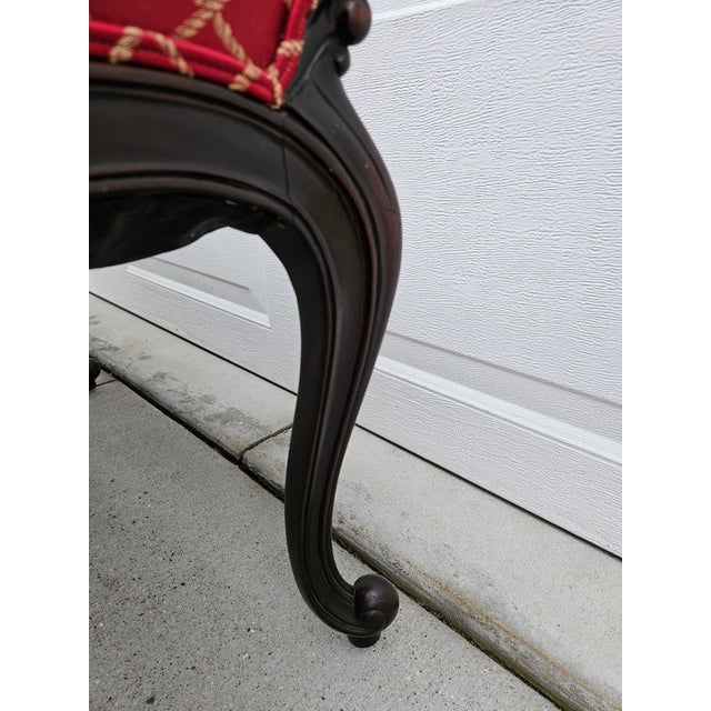 Red and Gold Upholstered Bench For Sale - Image 12 of 14