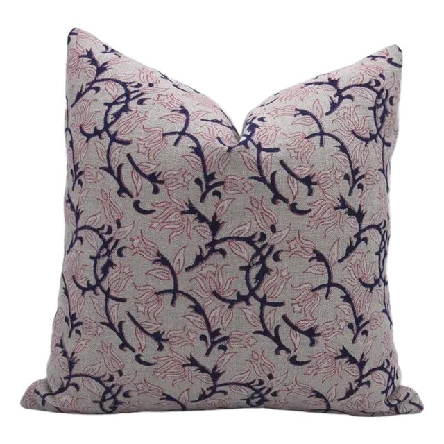 Fabdivine Handcrafted Pillow Cover 18x18 Inch Floral Design- Kamal Dutta For Sale