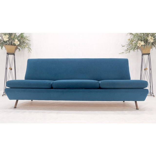Marco Zanuso Sofa for Arflex Mid Century Italian Modern Teal Upholstery Clean! For Sale - Image 18 of 18