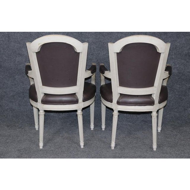 Maison Jansen Rare Large Set of 10 Distressed Maison Jansen Style Painted Dining Chairs For Sale - Image 4 of 11
