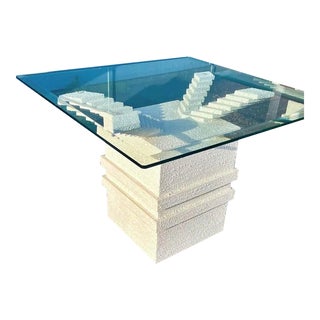 1980s Plaster & Glass Side Table For Sale