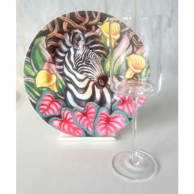 Pop Art Late 20th Century Fitz and Floyd Exotic Jungle Zebra Plates-Set of 2 For Sale - Image 3 of 10