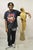 Large 46" Vintage Mid Century Modern Carved Wood Perched Parrot Bird Statue Sculpture. Item features solid wood...