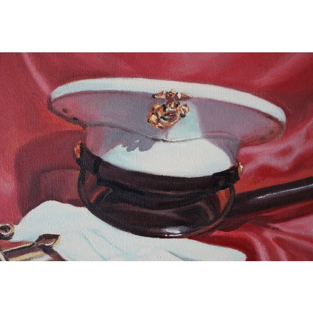 Late 20th Century Jorge Sepulveda Diaz Signed Original Usmc Regalia Still Life Painting, Framed For Sale In Washington DC - Image 6 of 18
