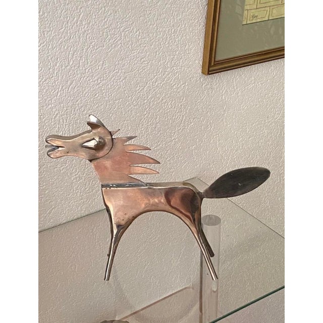 Sculpture of a Horse in Silver-Plated Metal, 1980s For Sale - Image 4 of 18