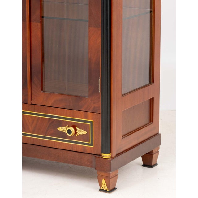 Brown Empire Style Gilt Metal Mounted Mahogany Vitrine For Sale - Image 8 of 10