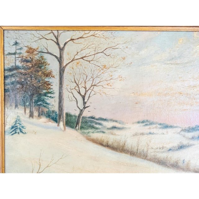 Paper Early 20th Century American Luminist Winter Landscape Painting by William Van Zandt For Sale - Image 7 of 16
