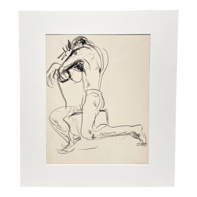 1930s, Charcoal on Paper Nude Male Figure Study by Artist Francis Chapin For Sale