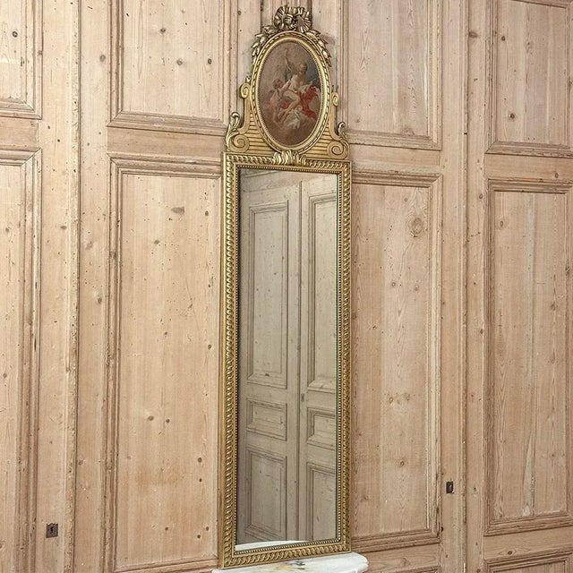 Antique French Louis XVI Gilded Trumeau Mirror For Sale - Image 4 of 16