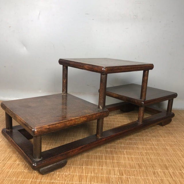 Mid 20th Century Vintage Chinese Huali Rosewood "Staggered" Tabletop Display Stand (Curio Shelf) For Sale - Image 5 of 9