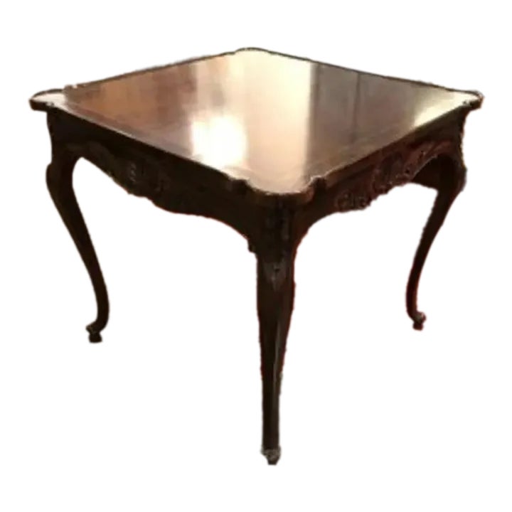 1990s Vintage Italian Wood Carved Square Side Table | Chairish