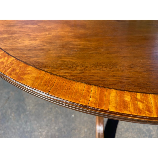 Brown 1920s English Regency Style Tripple Pedestal Dining Table For Sale - Image 8 of 11