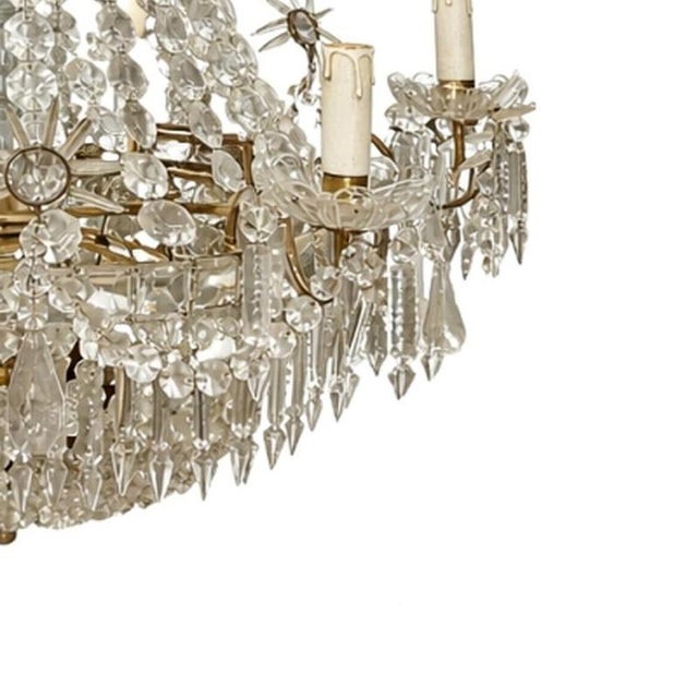 Quenn Mary Chandelier with Glass and Crystal Pendants For Sale - Image 5 of 6