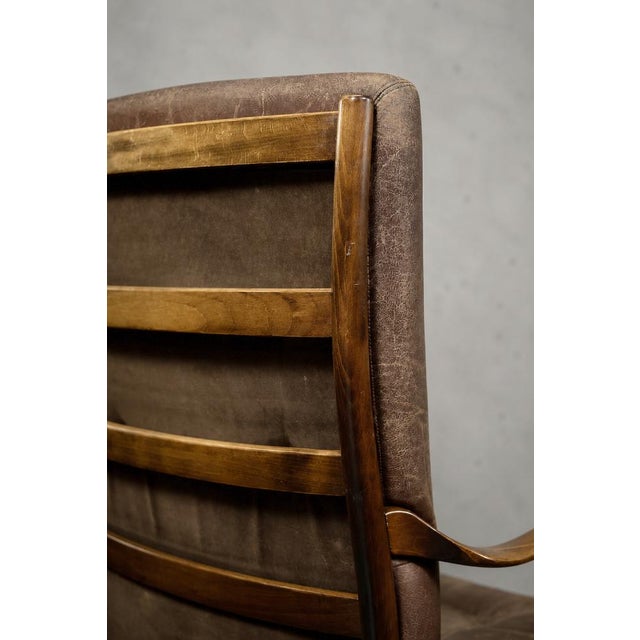 Wood Vintage Danish High Chair in Beech and Brown Leather from Farstrup Møbler, 1970s For Sale - Image 7 of 18