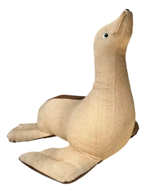 Large Therapeutic Sea Lion in Jute by Renate Müller for H.J. Leven Kg, Germany / GDR, 1960s