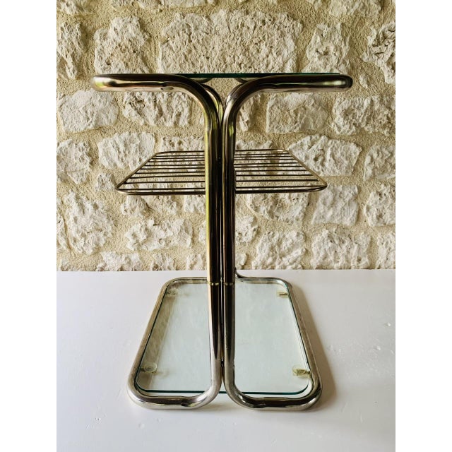 Brass & Glass Side Table with Magazine Rack, 1970s For Sale - Image 18 of 18
