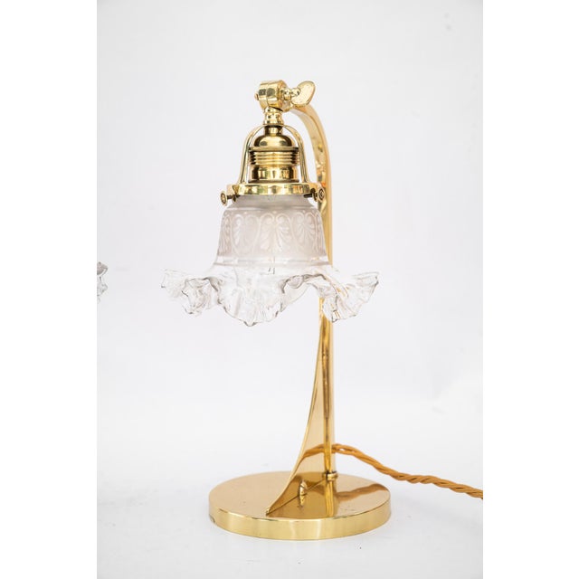 Art Deco Table Lamps with Glass Shades, Vienna, 1920s, Set of 2 For Sale - Image 3 of 14