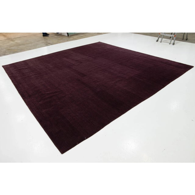 2010s Modern Rug Made From Wool and Silk Featuring a Tibetan Weave Design in Purple For Sale - Image 5 of 9