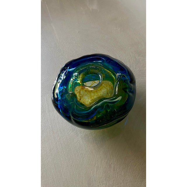 Blue Mdina Blue and Green Glass Ashtray, 1950s For Sale - Image 8 of 11