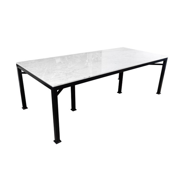 Custom Metal and Carrara Marble Dining Table For Sale - Image 12 of 12