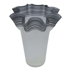 Large 1970's Frosted Glass Handkerchief Italian Vase