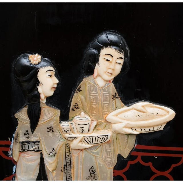 Ebony C. 1920s Fireplace Chinoiserie Coromandel Screen For Sale - Image 8 of 13