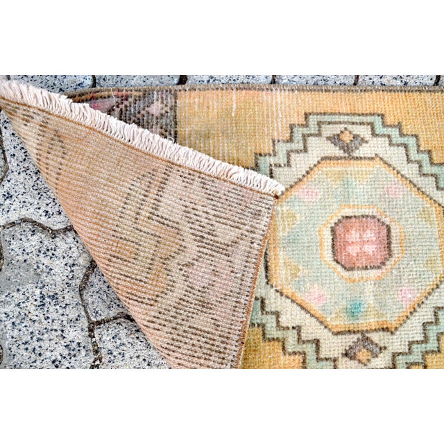 1960s Vintage Mid Century Turkish Yellow Rug For Sale - Image 5 of 6