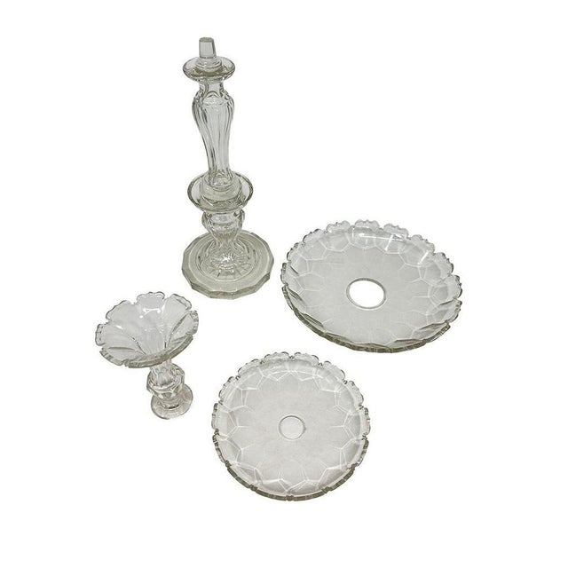 French Crystal Glass Epergne Centerpiece, 19th Century For Sale - Image 5 of 6