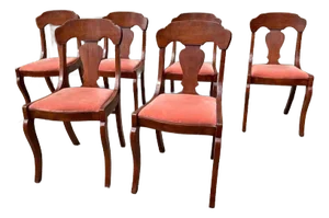 Vintage Early 20th Century Empire Style Solid Cherry Dining Chairs. - Set of 6