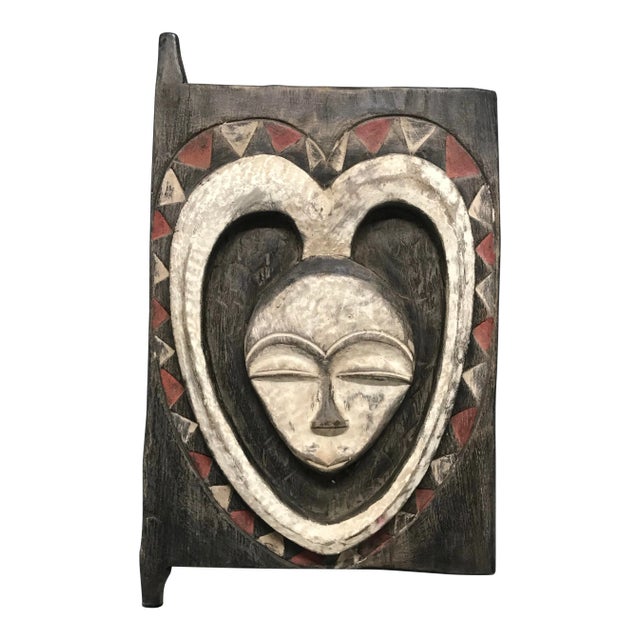 African Tribal Art Carved Wood Window From Kwele Gabon For Sale