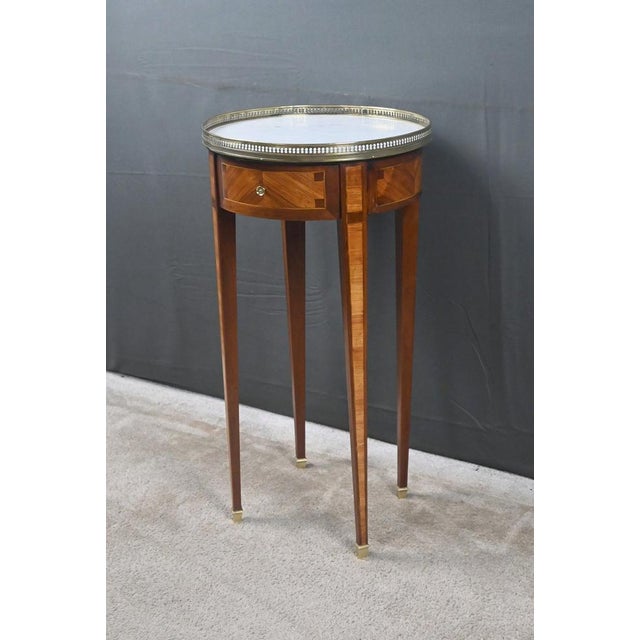 Small Louis XVI Style Marquetry Side Table, Early 20th Century For Sale - Image 3 of 18
