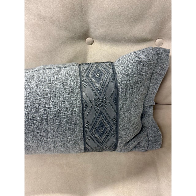 Textured Gray Bolster Pillow For Sale - Image 12 of 12