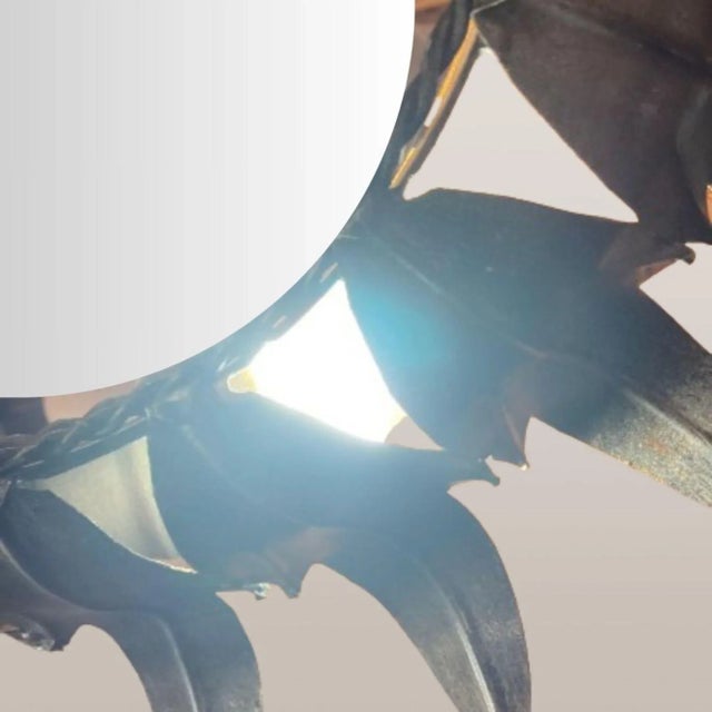 Mid-Century Round Wrought Iron Sheet Sun-Shaped Wall Mirror, 1950s For Sale - Image 4 of 7