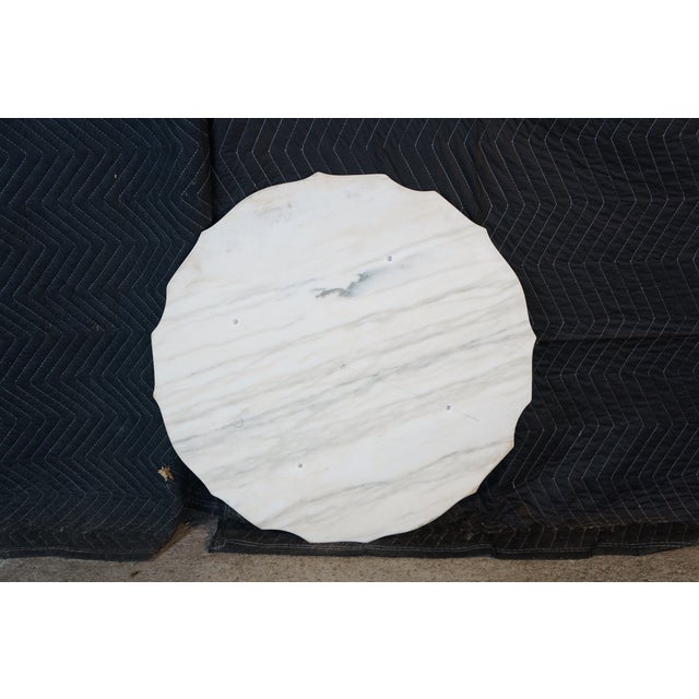 White Mid Century Italian Marble Scalloped Pedestal Side Table Sculpture Stand For Sale - Image 8 of 16