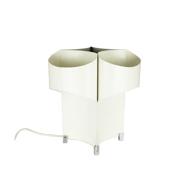 Mid-Century Italian Chrome-Plated and White Painted Metal Table Lamp, 1960s For Sale - Image 11 of 11