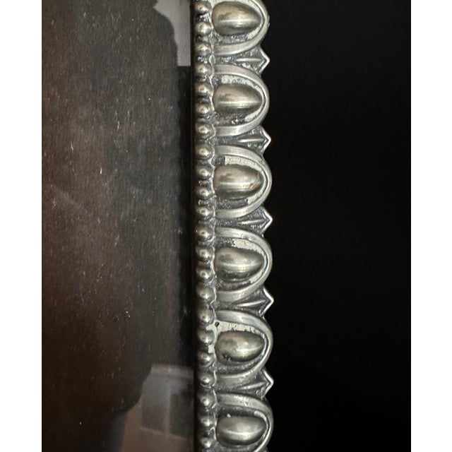 . Antique Sterling Silver Picture Frame, with Egg & Dart Motif . Portrait orientation supported by rounded feet at base of...