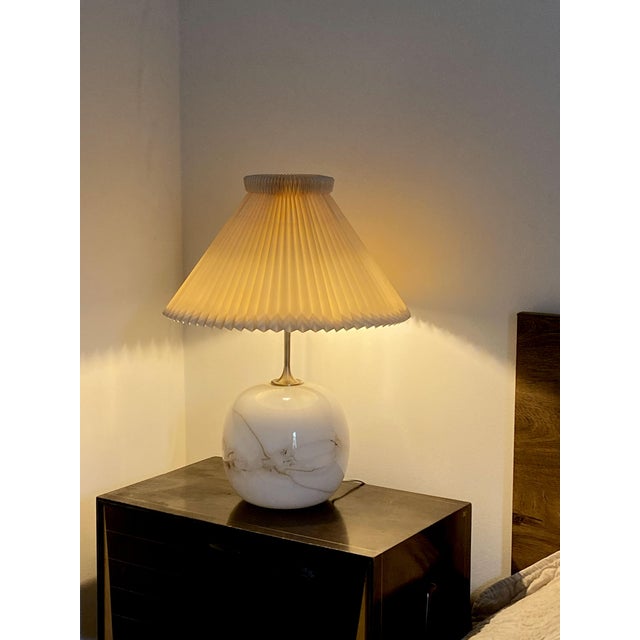 Glass Sakura Table Lamp with Le Klint Cream Shade by Michael Bang for Holmegaard, Denmark, 1980s For Sale - Image 7 of 14