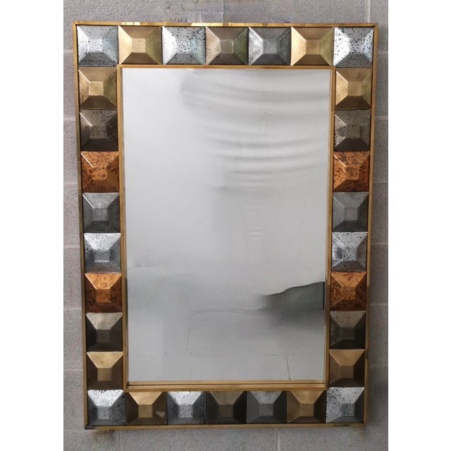 Mid-Century Italian Murano Glass and Brass Mirror, 2000 For Sale - Image 13 of 13