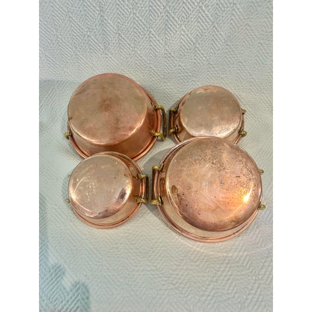 Vintage Made in Portugal Copper Jelly Pots With Brass Handles - A Set of 4 For Sale In New Orleans - Image 6 of 11